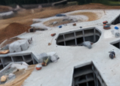 Building construction with scattered materials