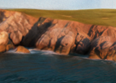 Rocky cliffs by calm ocean