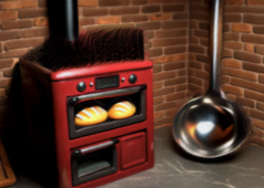 Rustic kitchen with baking bread